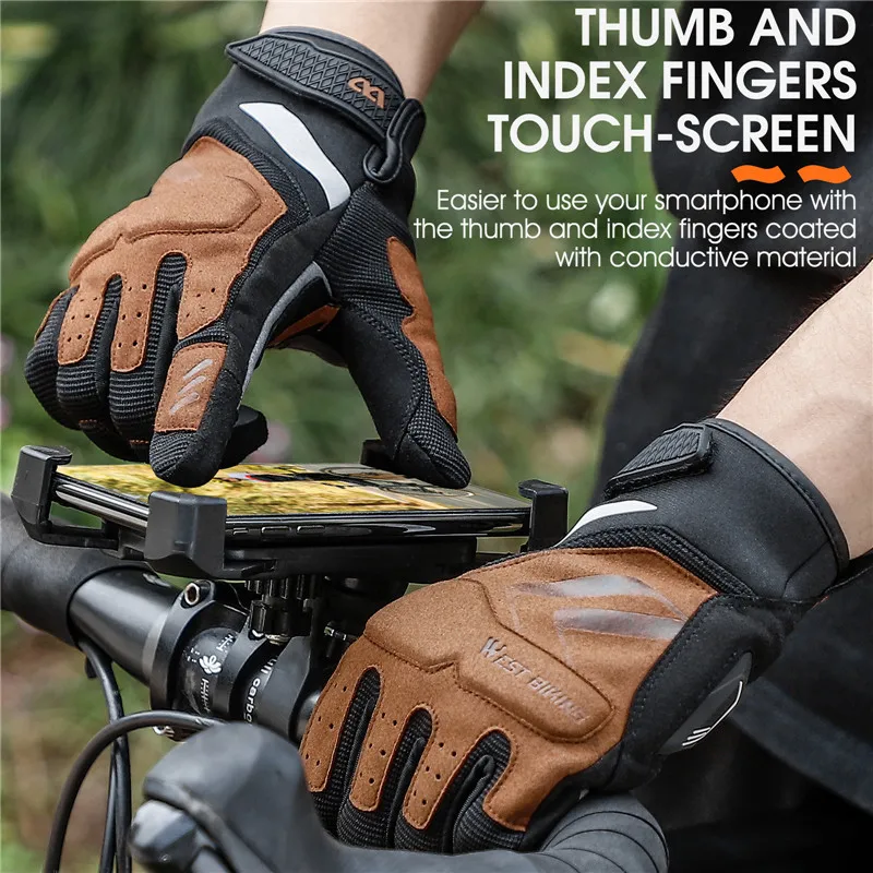 WEST BIKING Winter Cycling Gloves Full Finger MTB Road Bike Bicycle Gloves Summer Gel Sports Gloves Men Women Bike Equipment