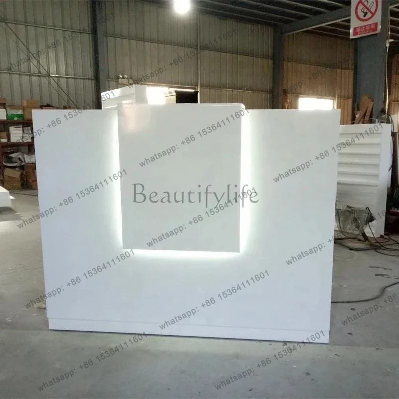Lamp paint reception desk simple clothing store checkout page hairdressing and nail salon company front desk