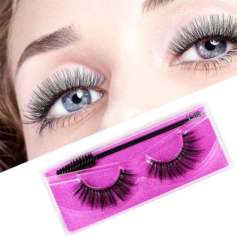 Color V series bottom card package 12-18mm imitation mink hair false eyelashes naturally slender long