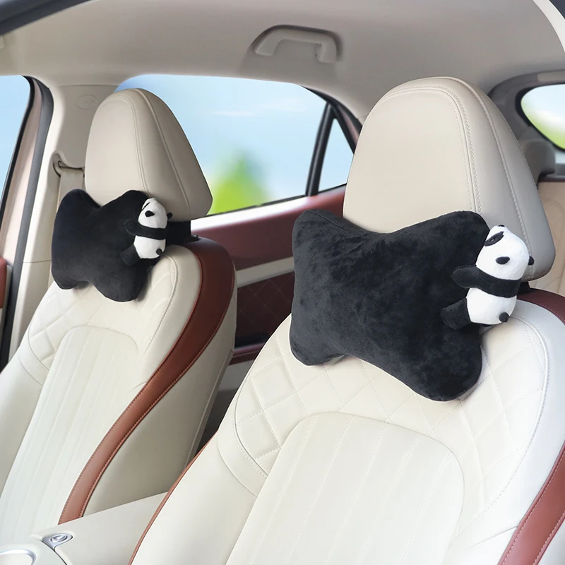 Panda Car Neck Pillow Headrest Comfortable Seat Belt Shoulder Pad Cover Universal Auto Head Rest Cushion for Women Men Christmas