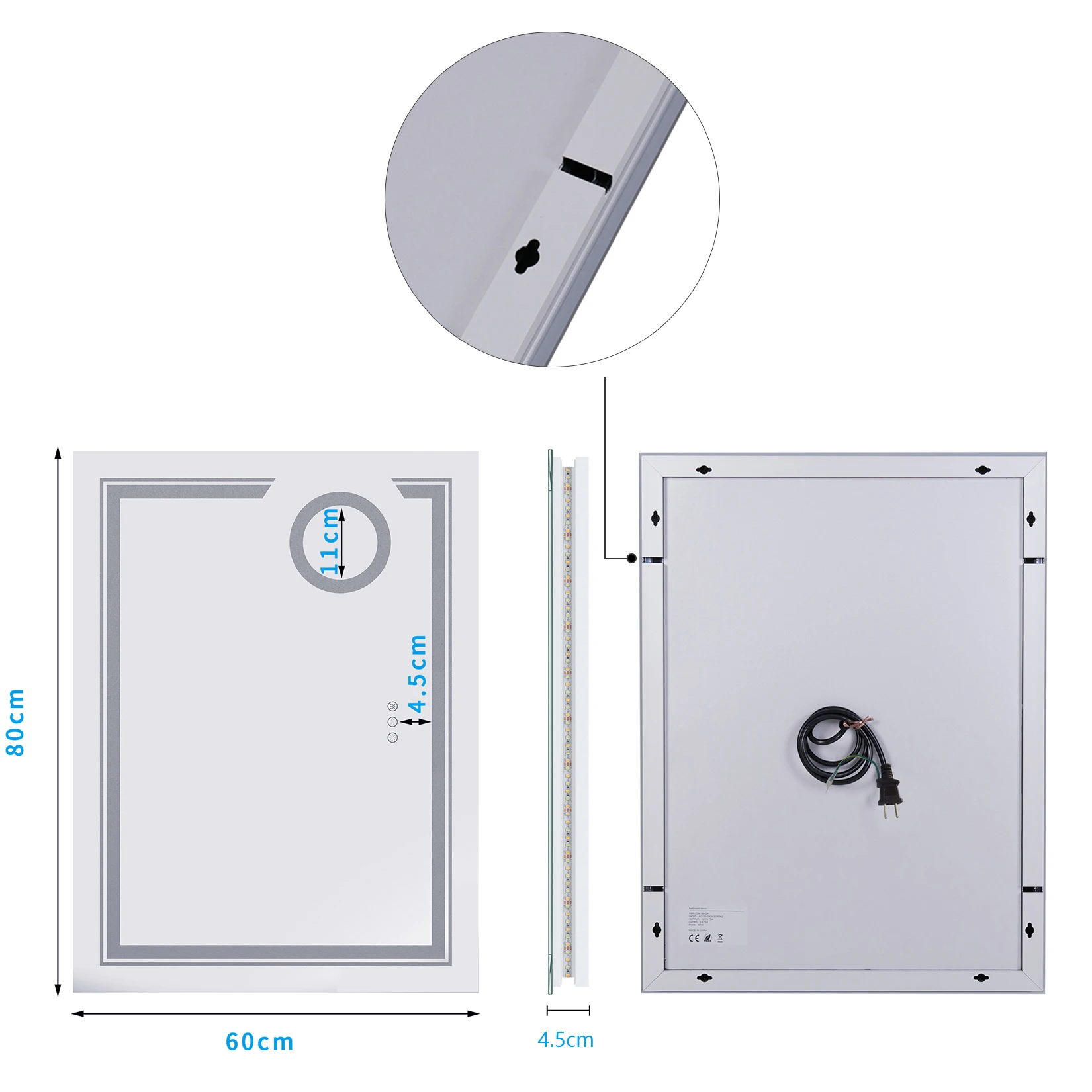 LUVODI LED Bathroom Mirror Wall Mounted, Magnifying Vanity Mirror with Lights for Makeup Shaving, Washroom Toilet Shower Mirror