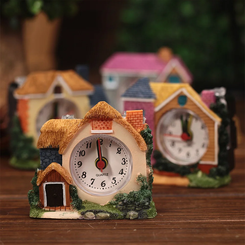 

1Pcs Vintage Style Castle Shaped Alarm Clock Chinese Design Exquisite Resin Mini Castle Bedroom Desktop Decor Gift