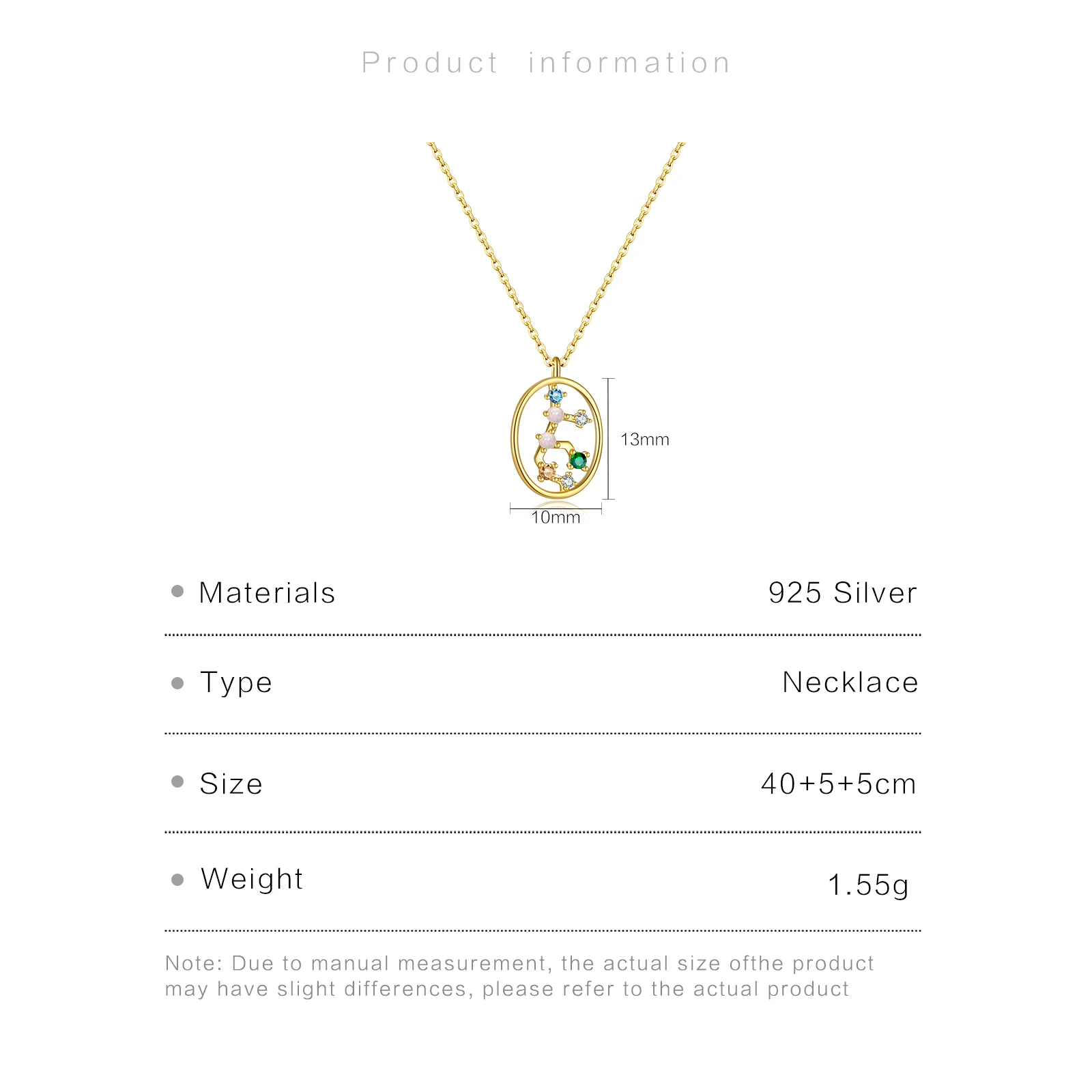 VEWANT kobiety 925 srebro złoto 12 urok konstelacji Hollow naszyjnik długi łańcuszek prezent urodzinowy Fine Jewelry — zdjęcie 7