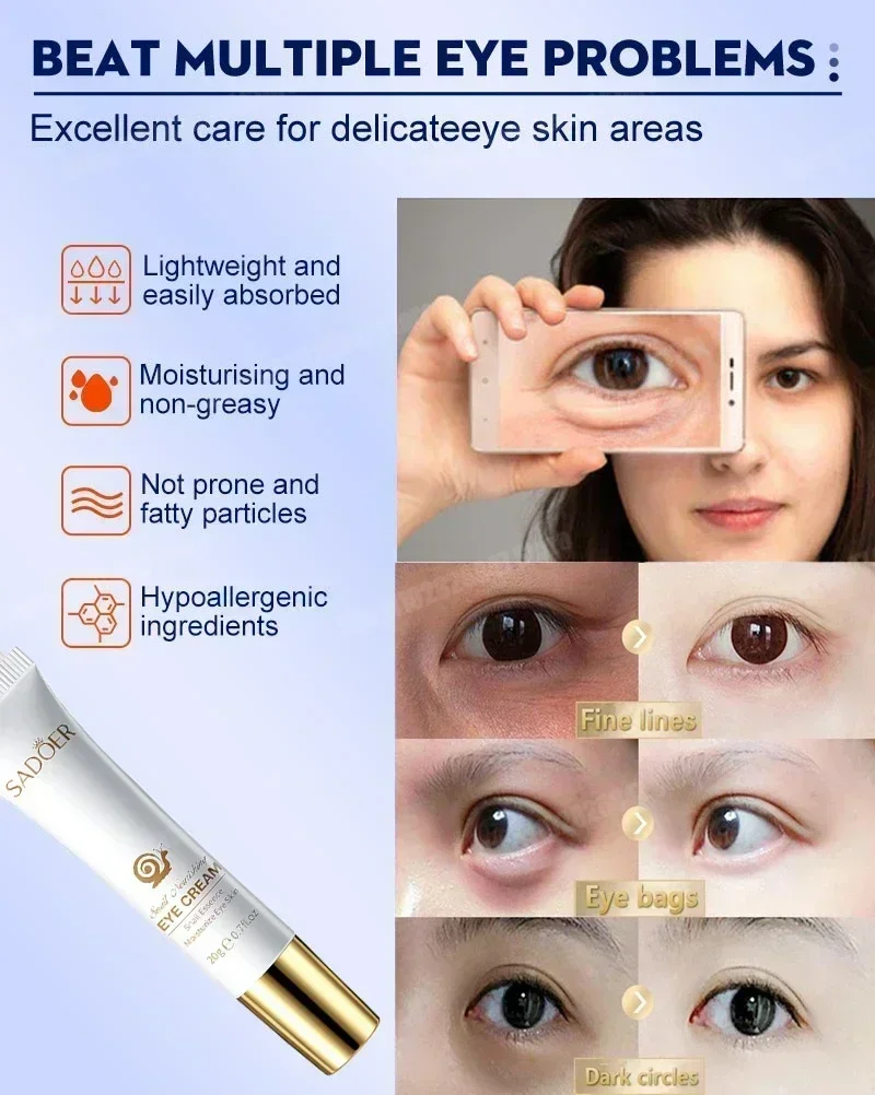 Anti-Wrinkle Eye Cream Dark Circles Remove Eye Bags Puffy Reduce Wrinkles Fine Lines