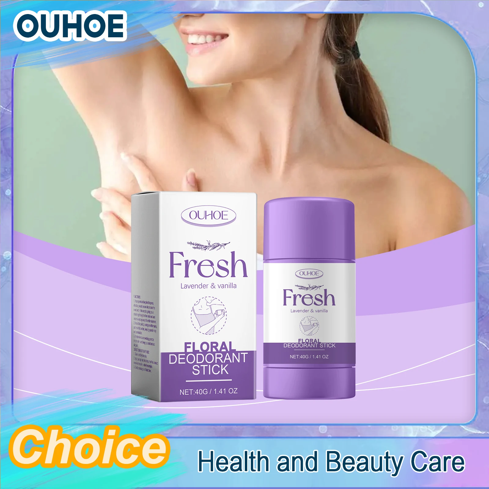 

Lavender Deodorant Stick Removing Body Odor Reducing Sweating Bad Smell Long-Lasting Fresh Oil Control Moisturing Underarm Care