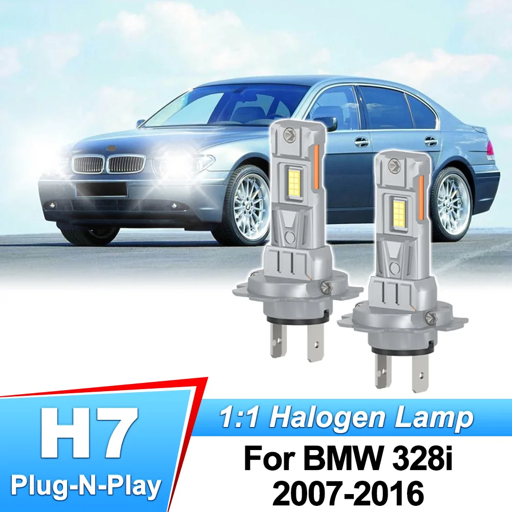 

For BMW 328i 2007-2016 H7 Super Bright Canbus LED Headlight Bulbs 30000LM Kit High Low Beam 6000K White 12V