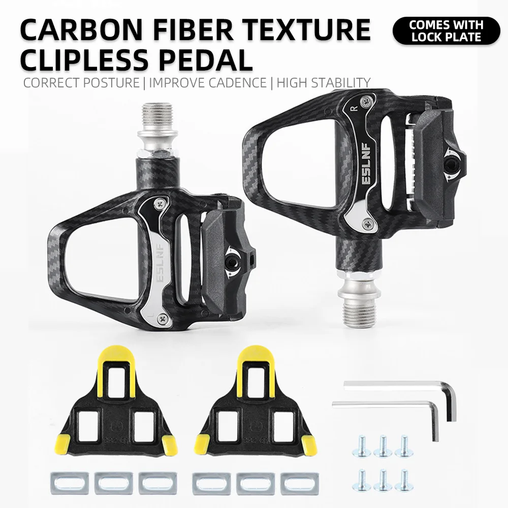 

Bicycle Self-Locking Pedals Road Bicycle High Strength Aluminum Locking Pedals Upgraded Carbon Fiber Textured Pedals