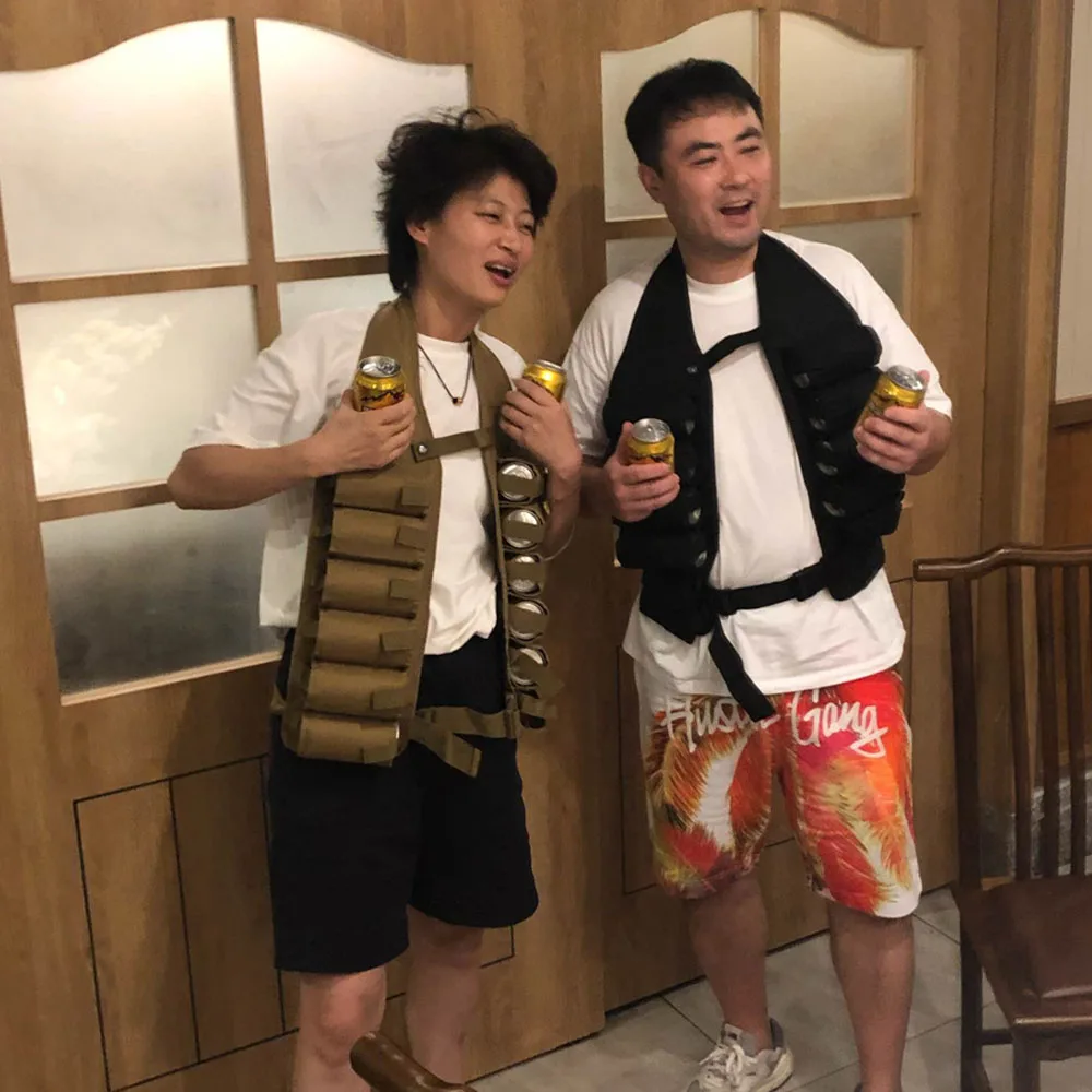 Gilet de boisson à bière à 12 poches, gilet de boisson multi-poches, étui de bière, stockage de bière avec porte-monnaie intérieur, sac de barbecue pour l'extérieur
