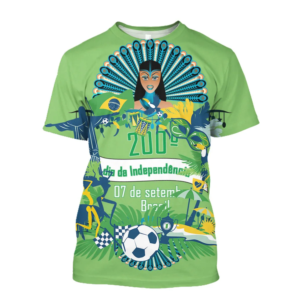 Jumeast Brasil Flag 3D Graphic T Shirts 200th Independence Day Printed T Shirt Fireworks September 7 Brazil Samba Dance Football