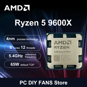 معالج AMD Ryzen 5 9600X R5 9600X 5.4 جيجاهرتز 6 أنوية 12 خيطا 38 ميجابايت ذاكرة تخزين مؤقت للألعاب 4 نانومتر 65 واط مقبس AM5 وحدة المعالجة المركزية رسومات مدمجة بدون مروحة أفضل 10 معالجات Xeon مبيعا رسومات مدمجة - No2