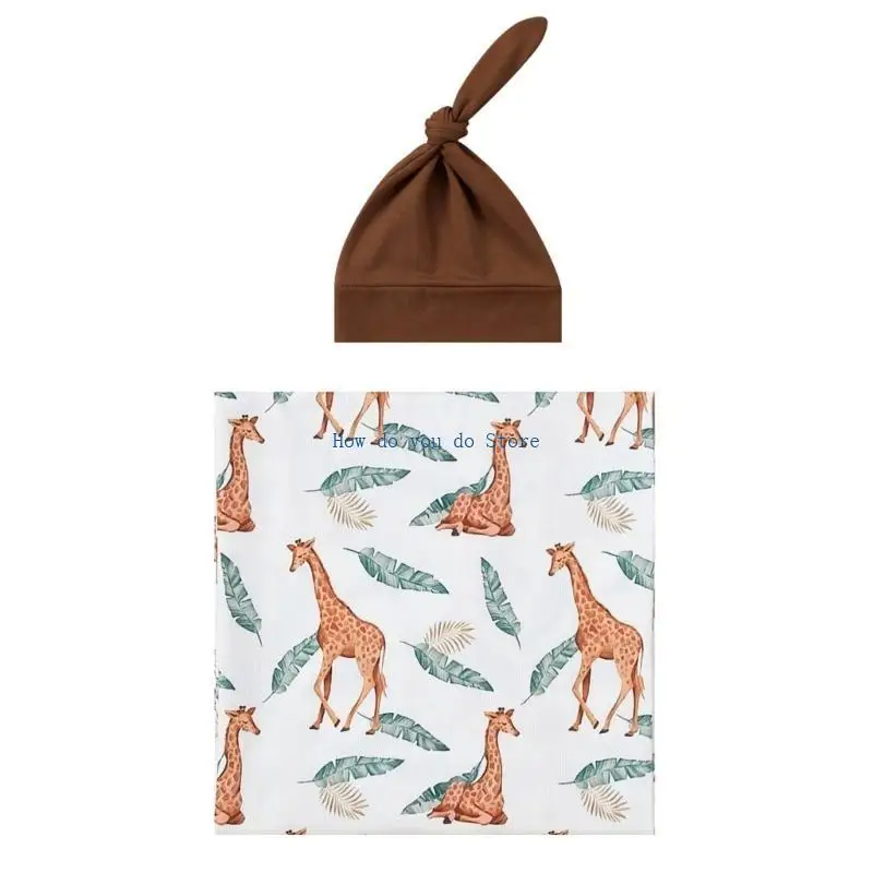 19QF قماش لف نوم الرضع مع قبعة قابلة للتنفس للرضع محايدة للجنسين للطفل #2