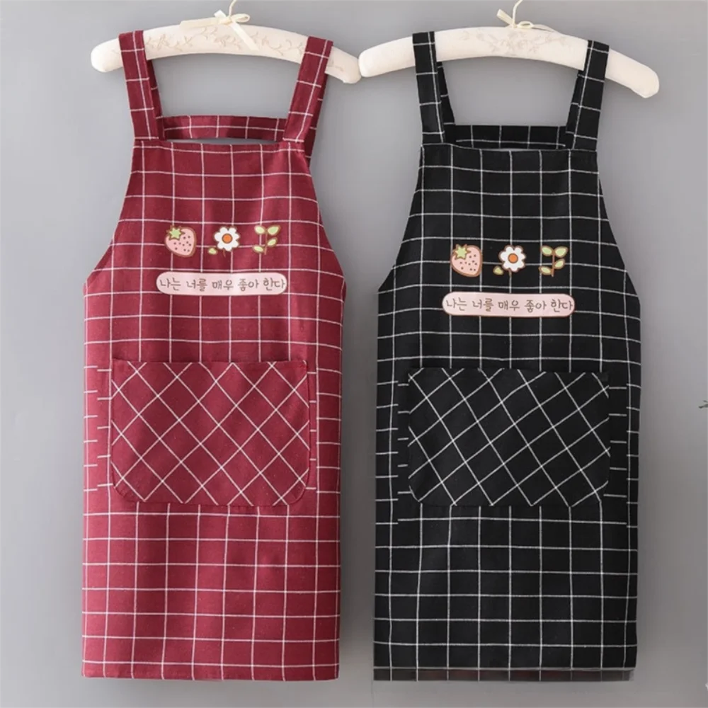 

Защитный регулируемый хлопковый фартук, водонепроницаемый маслостойкий фартук для приготовления пищи, дышащий фартук с нагрудником и карманом, кухонный фартук