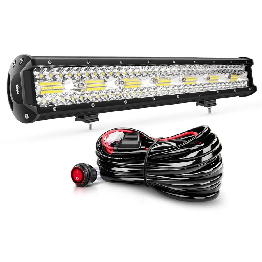 

ZH409 20 Inch 420W Triple Row Flood Spot Combo 42000LM LED Light Bar with Heavy Duty OffRoad Wiring Harness, 2 Years Warranty, W