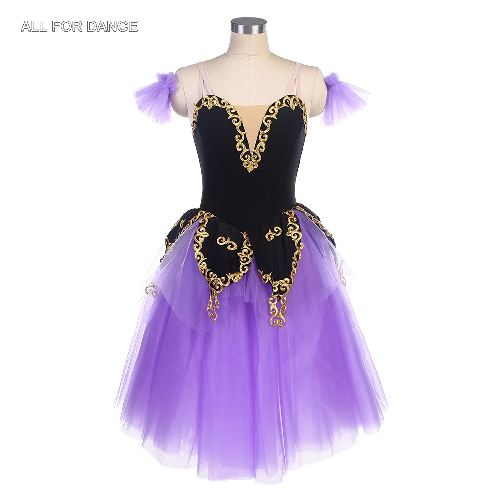 

23110 Black Top Bodice with Lilac Romantic long Soft Tulle Tutu Skirt Girls Women Stage Performance Costumes Ballet Dancing Tutu