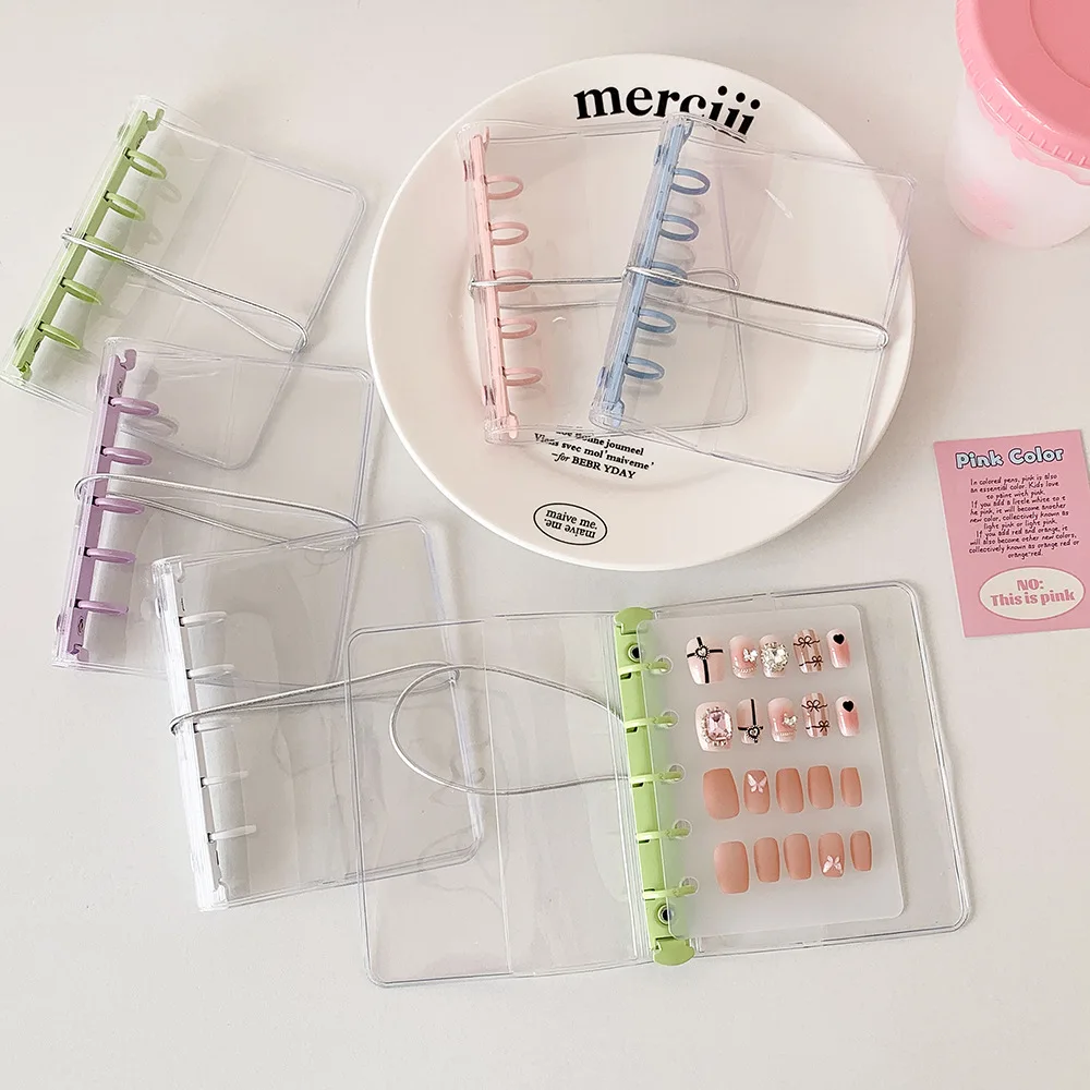 

Альбом для ногтей DIY, прозрачная подставка для демонстрации накладных ногтей, большая вместимость, рамка для хранения искусственных ногтей, держатель для фотокарточек, корейский стиль