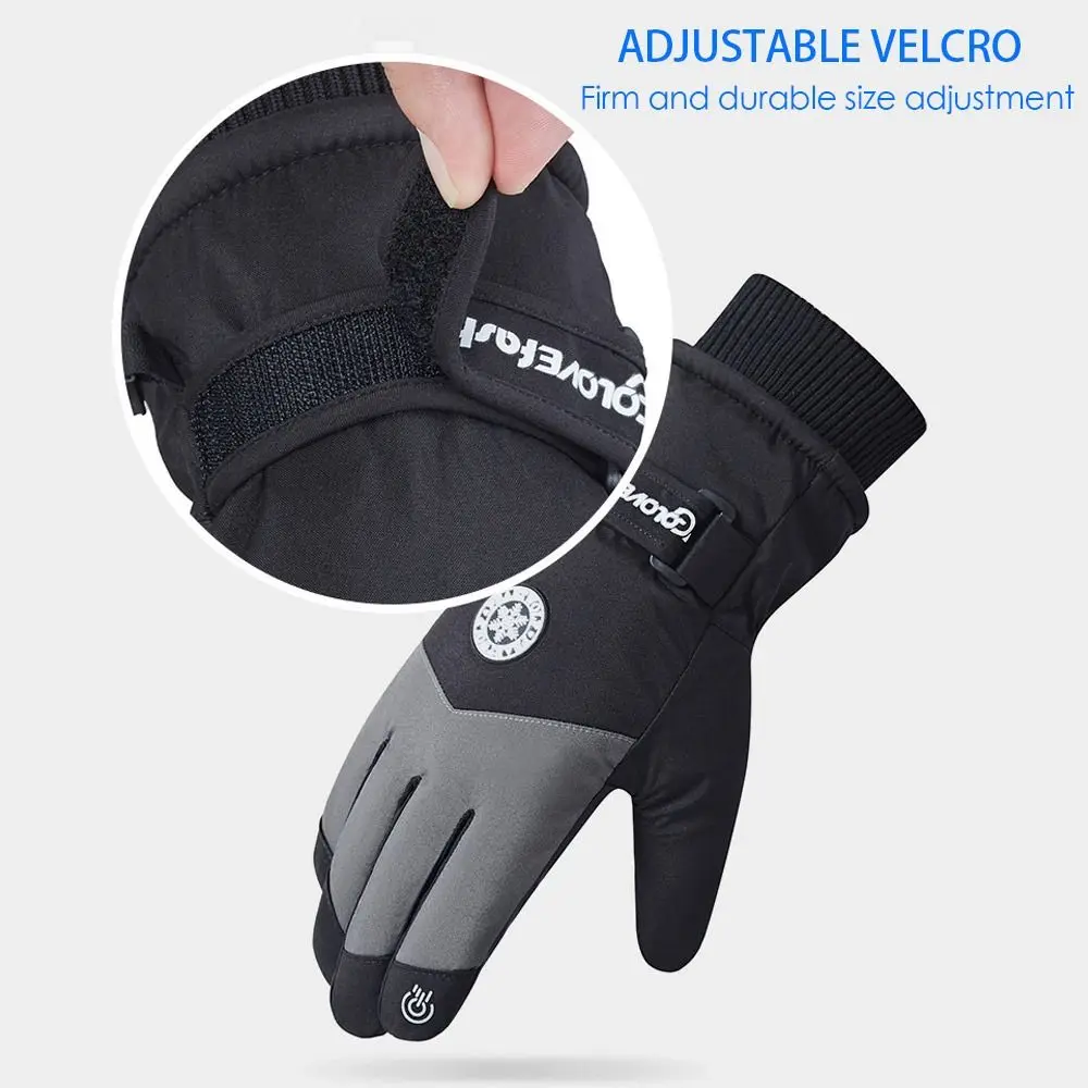 Warm Motorcycle Cycling Touch Screen Winter Snow Gloves PU Leather Ski Gloves Riding Gloves