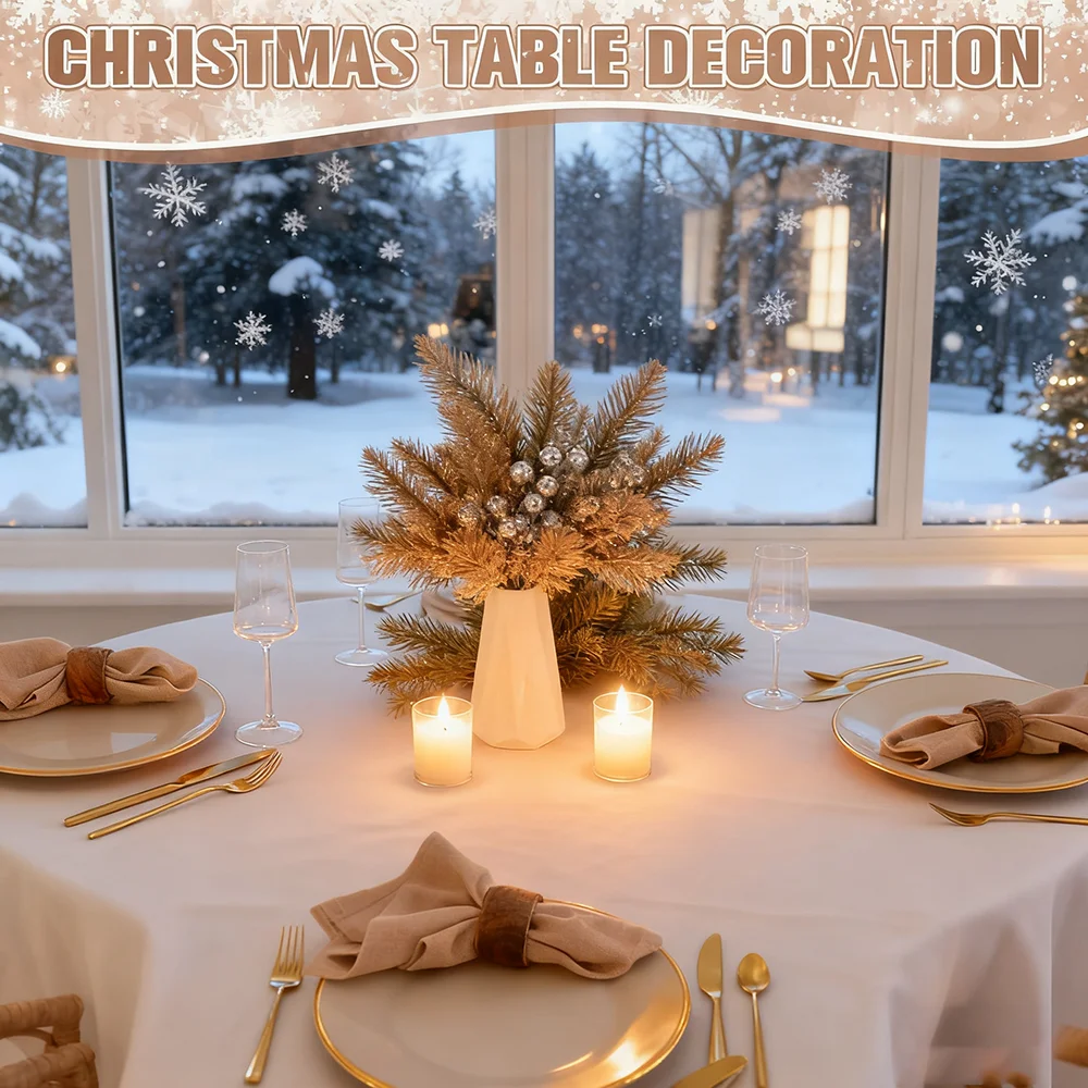 باقات التوت الاصطناعية مع ساق لامعة إبرة الصنوبر زينة عيد الميلاد شجرة عيد الميلاد زخرفة DIY إكليل هدية الملحقات #3