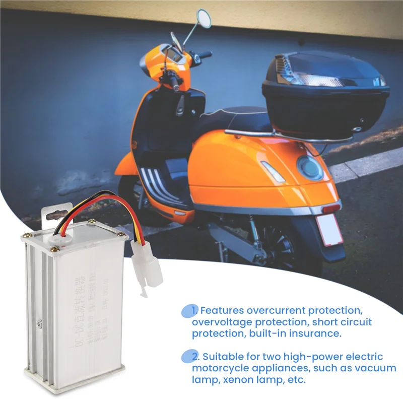 

BAAJ-Electronic Transformer DC 36V 48V 60V 72V To 12V 10A Electric Bicycle Converter Adapter Down Transformer