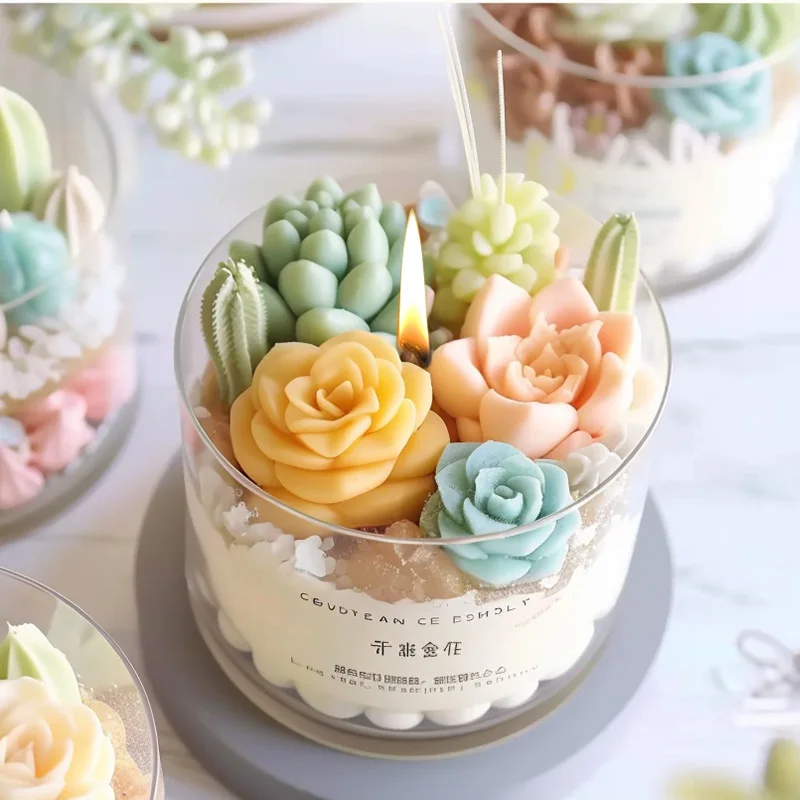 3D Succulent Plant Silicone Mold DIY Handmade Scented Candle Mould Plants Aromatherapy Plaster Soap Making Supplies Home Decor