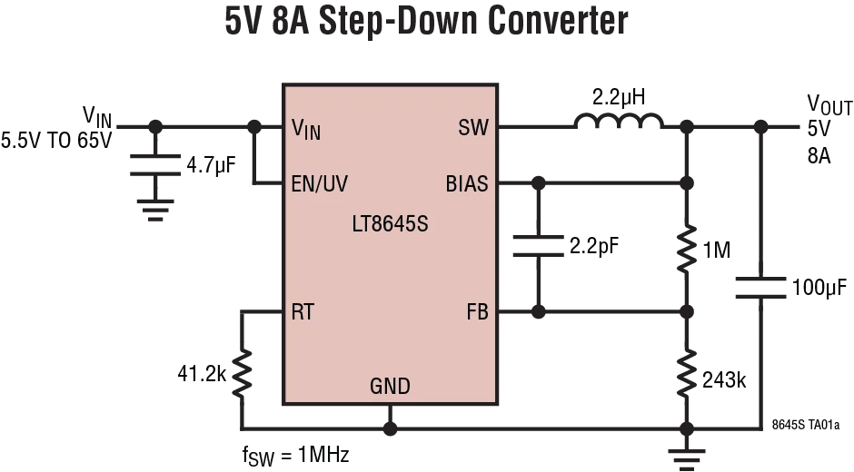 

LT8645S LT8645 LT8645SEV LT8645SIV - 65V, 8A Synchronous Step-Down Silent Switcher 2 with 2.5μA Quiescent Current