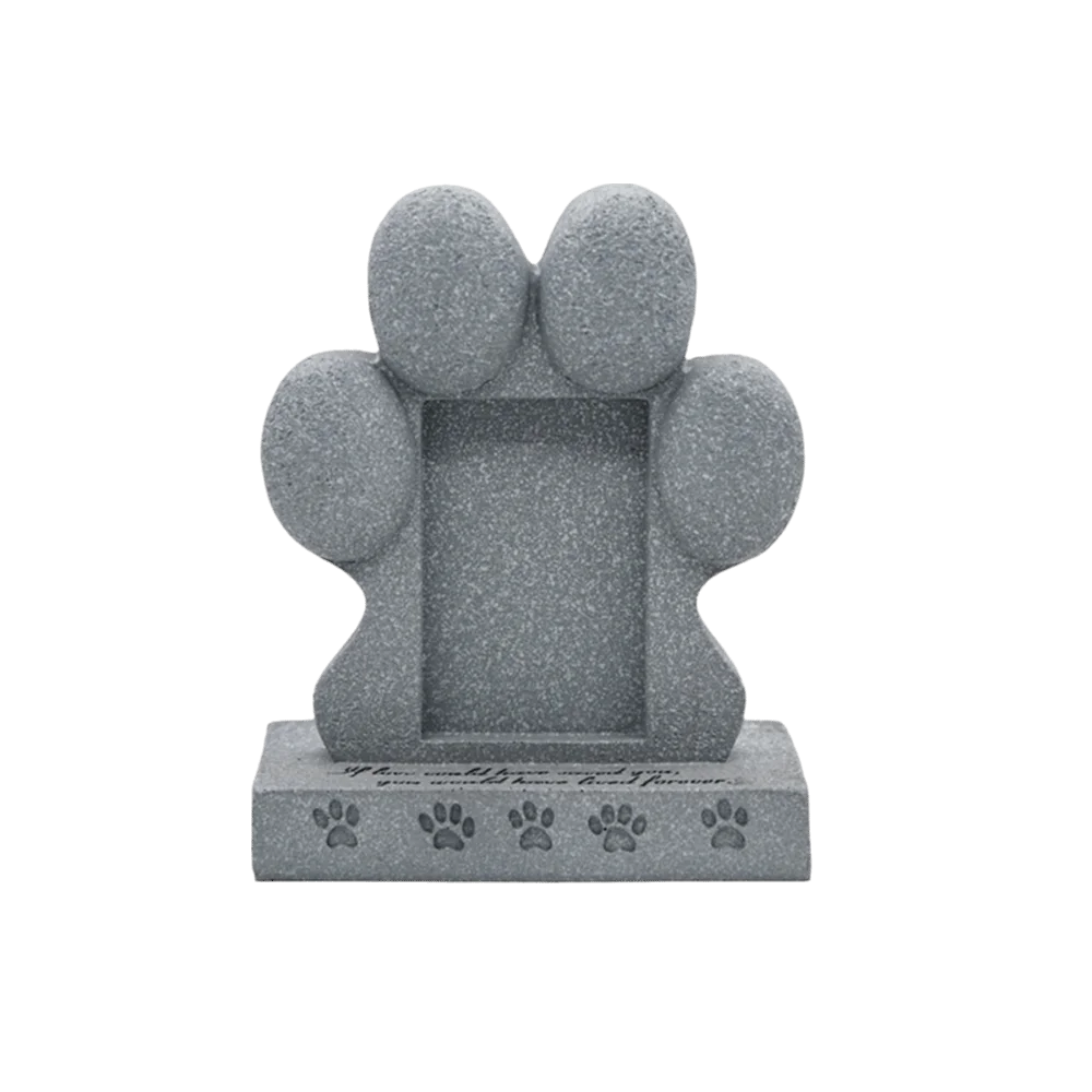 

Paw Print Design Photo Frame Dog Tombstone Durable Memorial Stone For Cemetery Keepsake Resin Pet Headstone