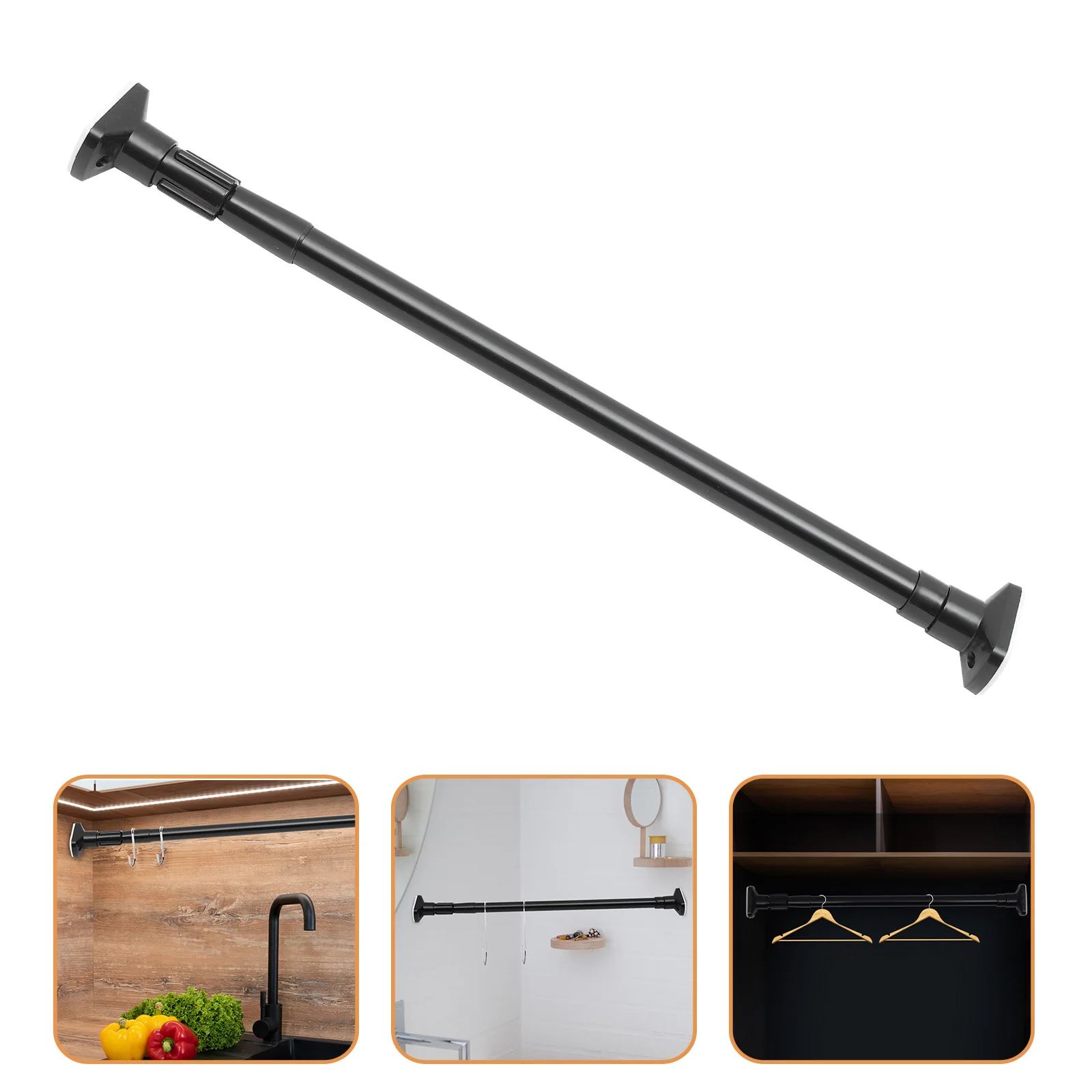 Clothes Rail Shower Curtain Rod 50-80cm Extendable Closet Bar Poles Drying Self-locking Salon