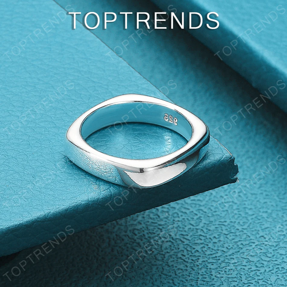 Simple Design 925 Sterling Silver Square Wedding Ring Fashion Versatile Jewelry Romantic Valentine's Day Party Gift Accessories