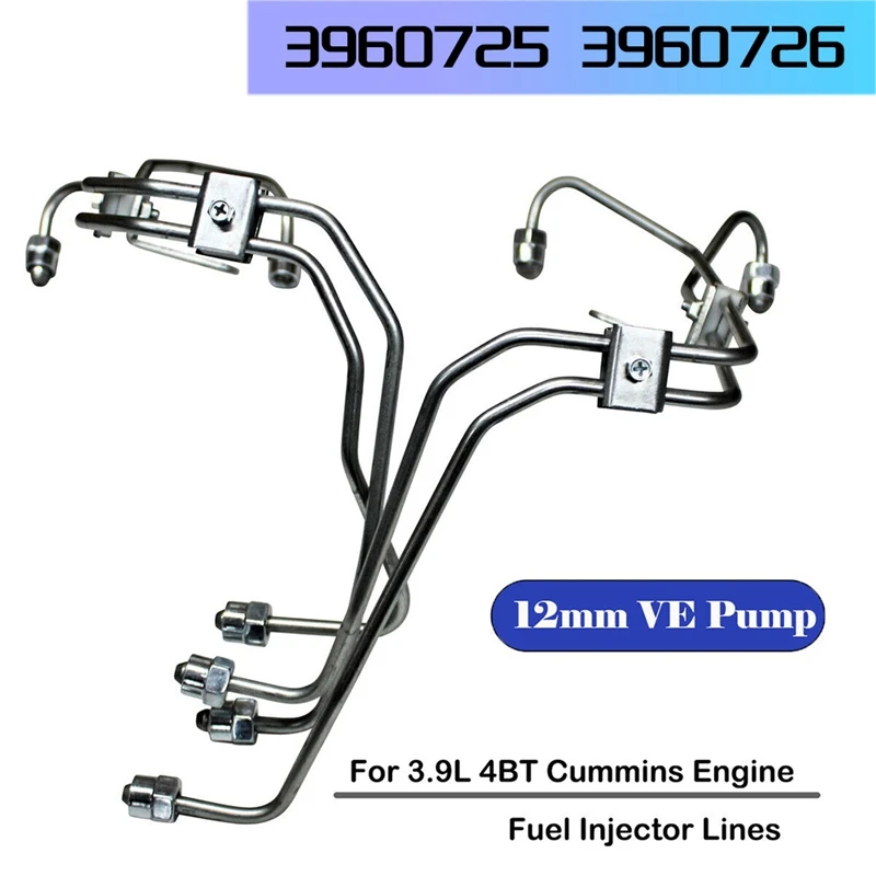 1Set Fuel Injector Lines With Line Clamps Automotive Supplies For Cummins 3.9L 4BT Engine 12Mm VE Pump Diesel 3960725 3960726