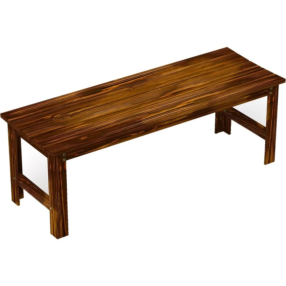 

2-Seat Wood Garden Bench, Patio Bench Outdoor Bench with Slatted Seat, Backless Front Porch Bench for Park, Garden, Poolside, D