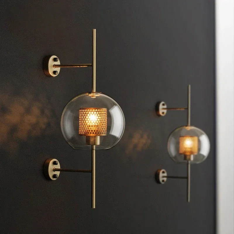 

Modern Glass Wall Lamp Sconce E27 Lighting Fixtures Nordic Loft Industrial Wall Mirror Lights Home Decor for Bedroom Luminaire