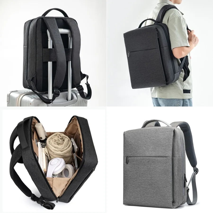 

【New style】Business backpack Rice backpack 15-inch computer bag printed logo waterproof travel bag Oxford cloth backpack