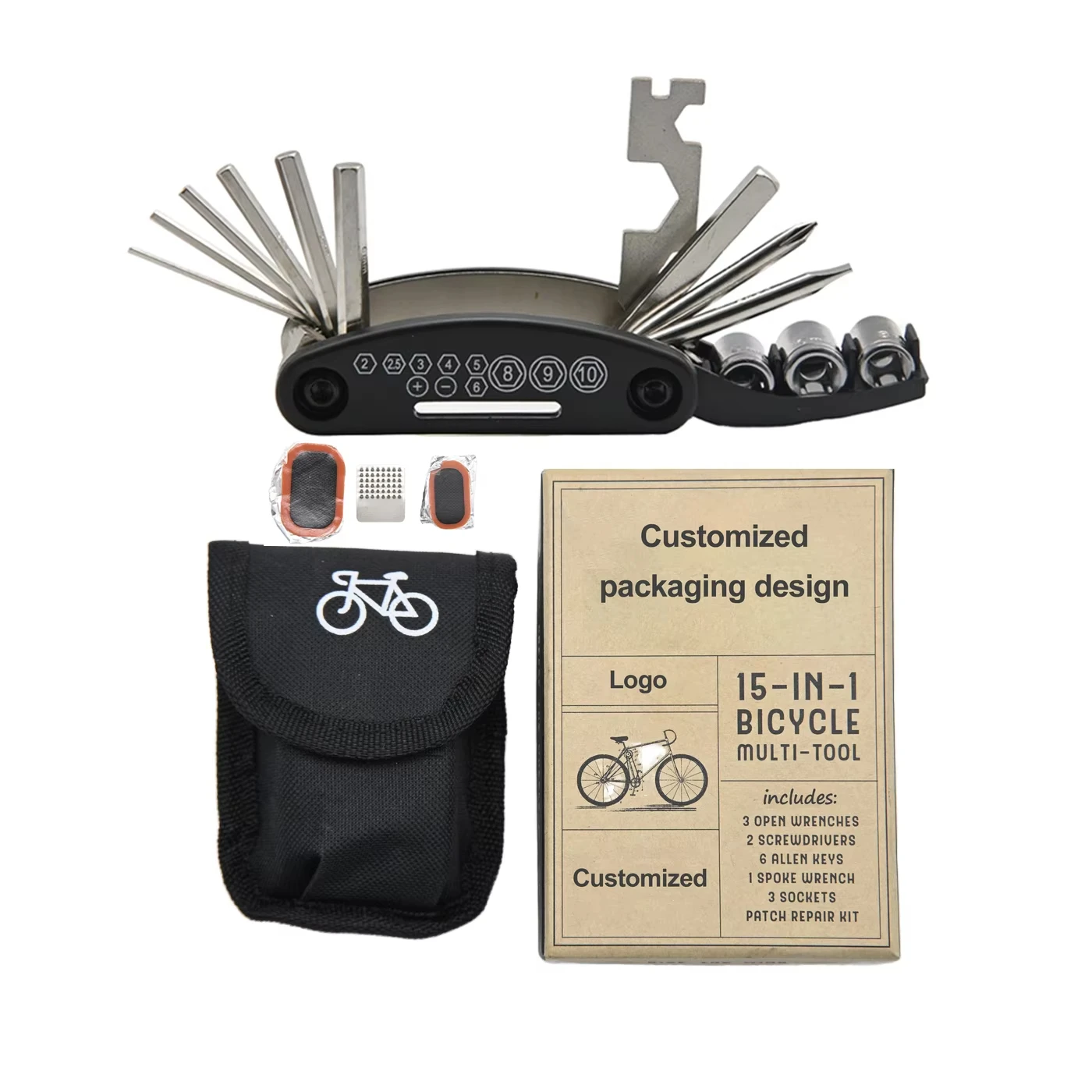 

Wholesale 15 in 1 Multifunctional Bicycle Repair Tool Set Bike Cycling Repair Kit