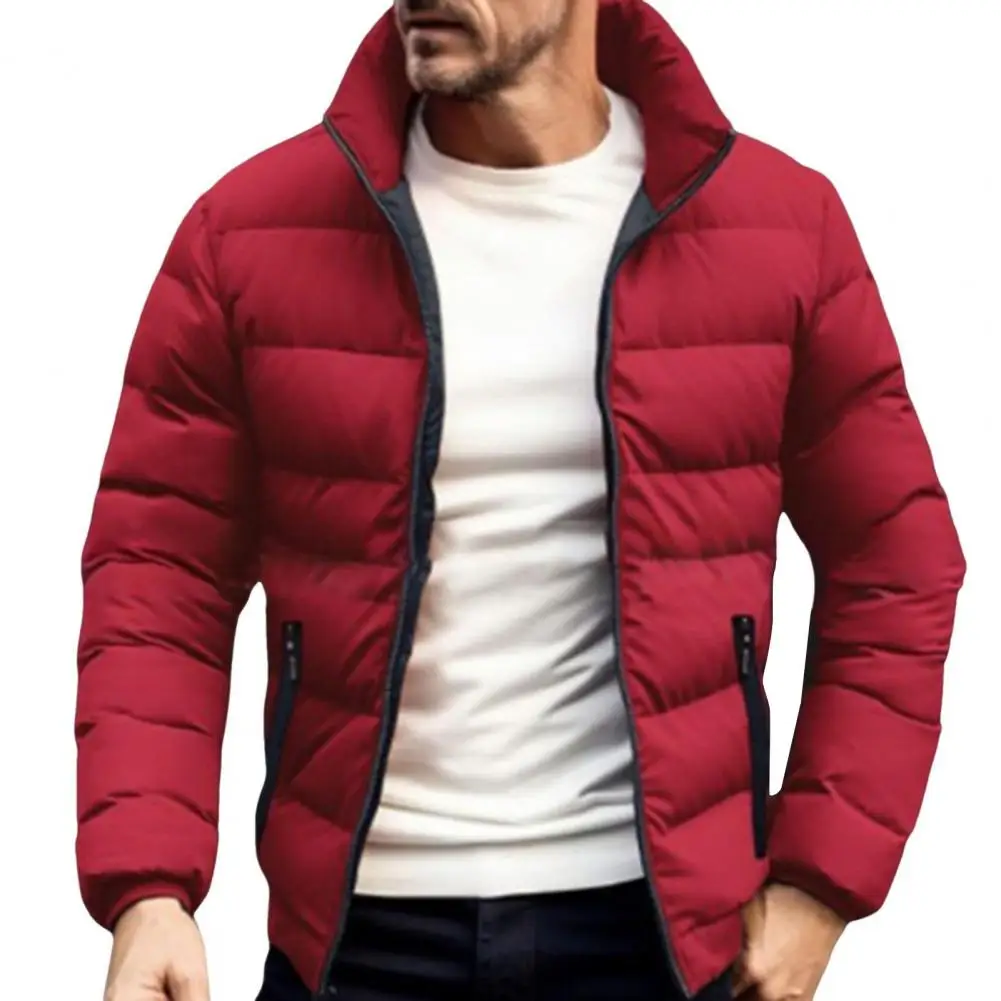 New Men Windbreaker Winter Coat Padded Puffer Jacket Warm Up Clothes Casual Zip Fashion Cotton Outwear