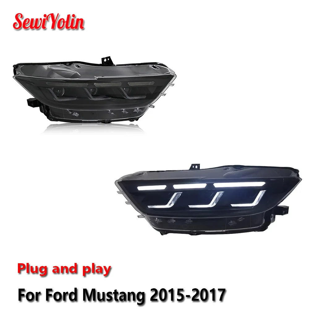 

Car LED Headlight Light Assemblies For Ford Mustang 2015-2017 Auto Fog DRL Brake Turn Signal Lamp Plug and Play