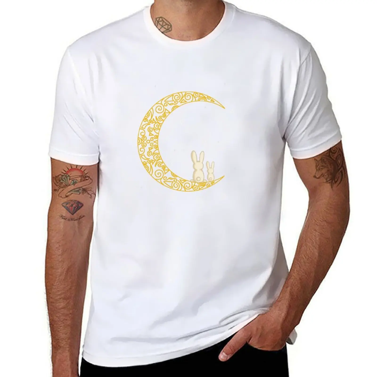 

Crescent moon rabbit T-Shirt cotton t shirts man 100% man graphic t shirt T-Shirt