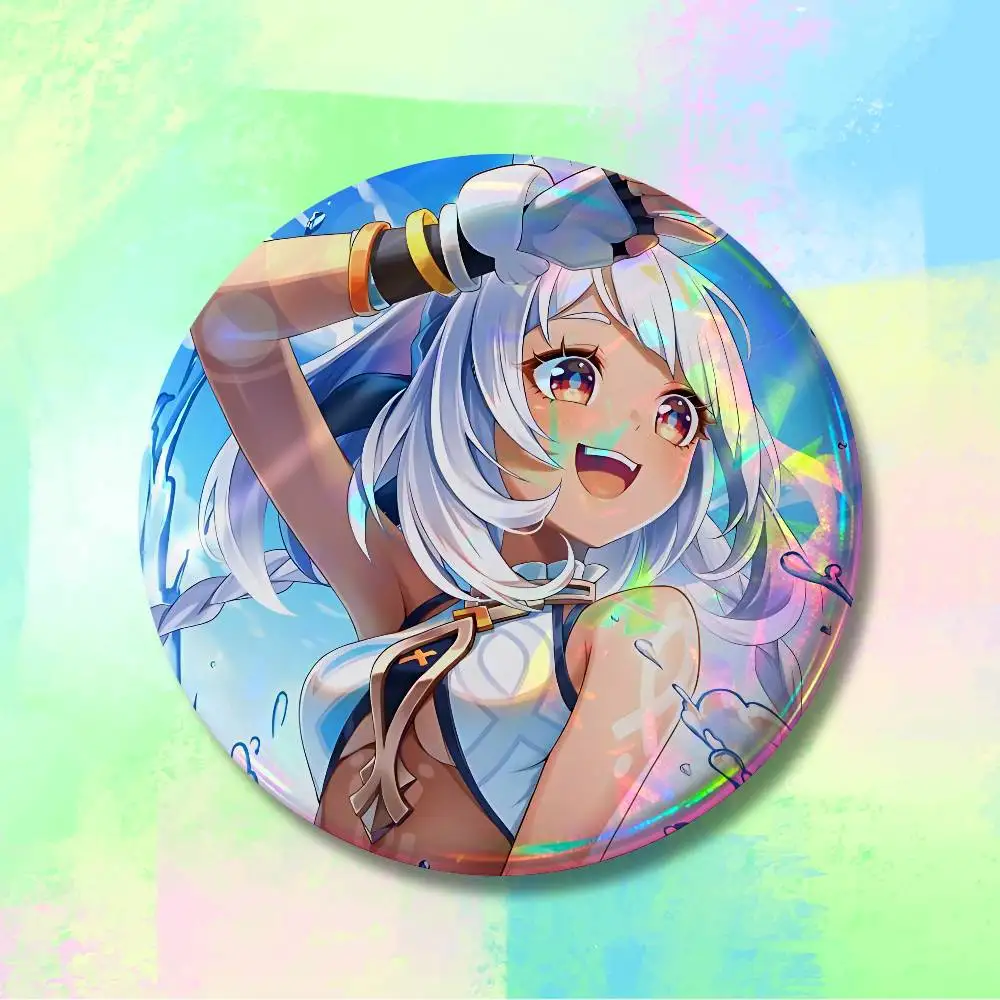 G-Genshin Impact Mualani Pins 58mm Cute Cartoon Badge Handmade Brooches for Backpack Accessories