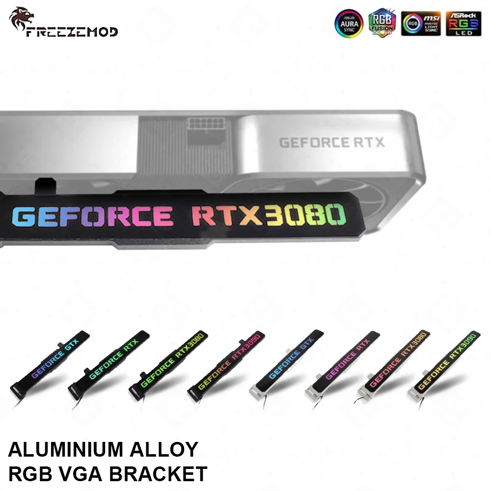 

FREEZEMOD Держатель видеокарты RGB GPU из алюминиевого сплава с регулируемым левым и правым опорным модулем, черный/серебристый горизонтальный кронштейн
