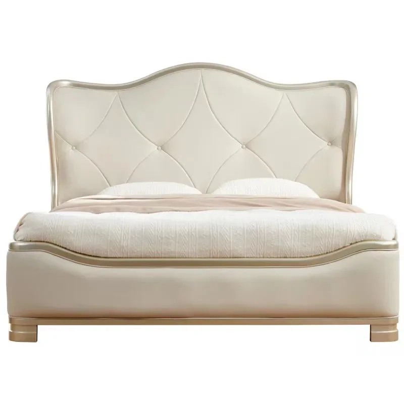 

European style, American style, solid wood, light luxury, master bedroom double bed, modern simplicity, princess bed, leather