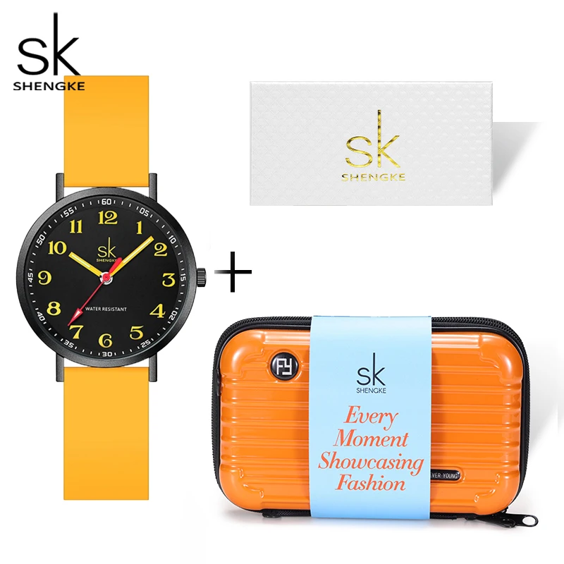 Shengke Brand Women\'s Watches Gifts Set 3 pcs Fashion Ladies Quartz Wristwatches SK brand Female Dresses Clock with Package