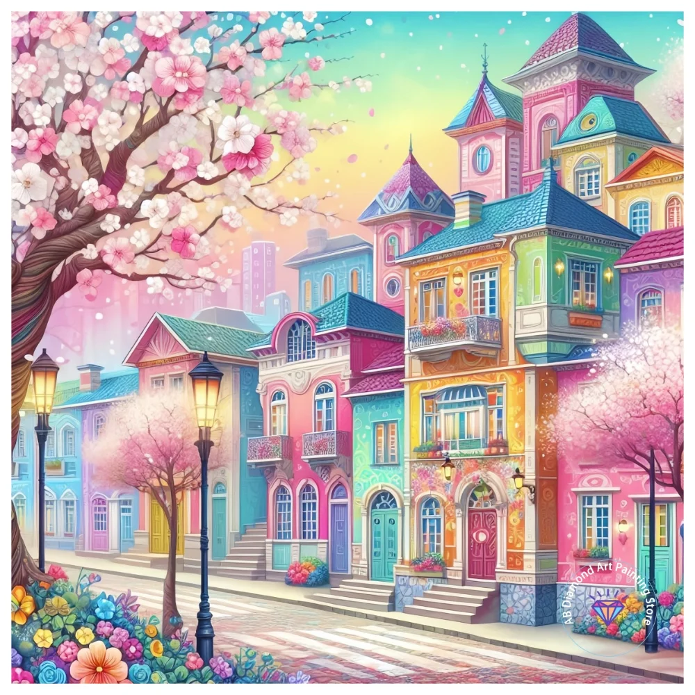 

Pink Landscape AB Diamond Painting Kit Square Round Diamond 5D DIY Mosaic Handmade Art Adult Exquisite Gift Crafts Home Decor