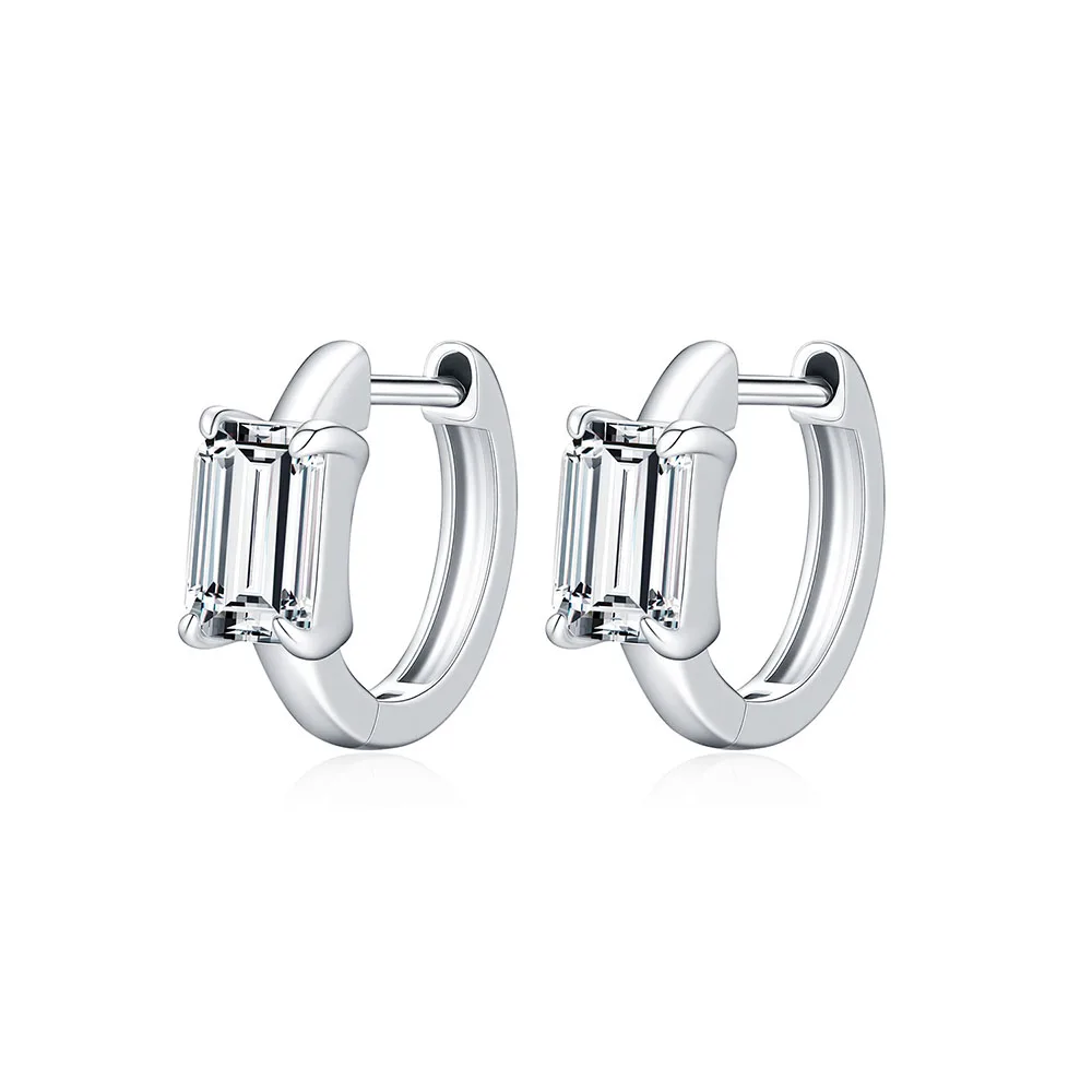 

Apexelle Brand Trendy Jewelry 925 Sterling Silver Stud Earrings Classic Rectangle Moissanite Hoop Earrings For Women Jewelry