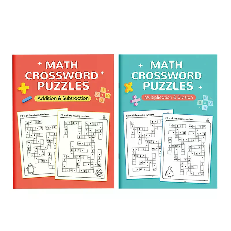 Math CrossWord Puzzles Addition Soustraction Multiplication Division Jeu croisé Cahier d'exercices mathématiques Montessori pour les enfants âgés de 5 à 8 ans
