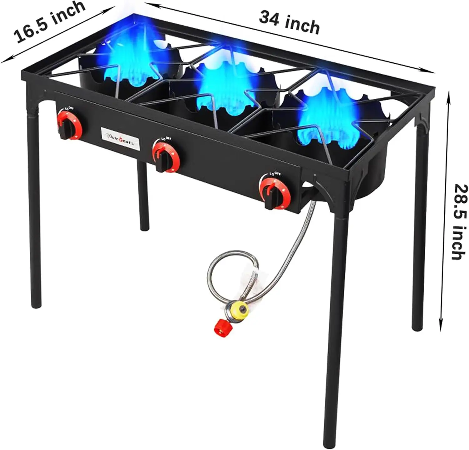 pressure Propane Stove, 28 Inch Tall Camping Stove with cast iron burner 105000 BTU power, Stable Legs