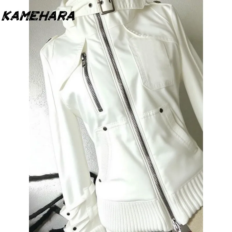 سترة دراجة نارية ذات ياقة واقفة من American Retro Trend، تصميم فريد من نوعه للنساء، سترة ملابس العمل #4