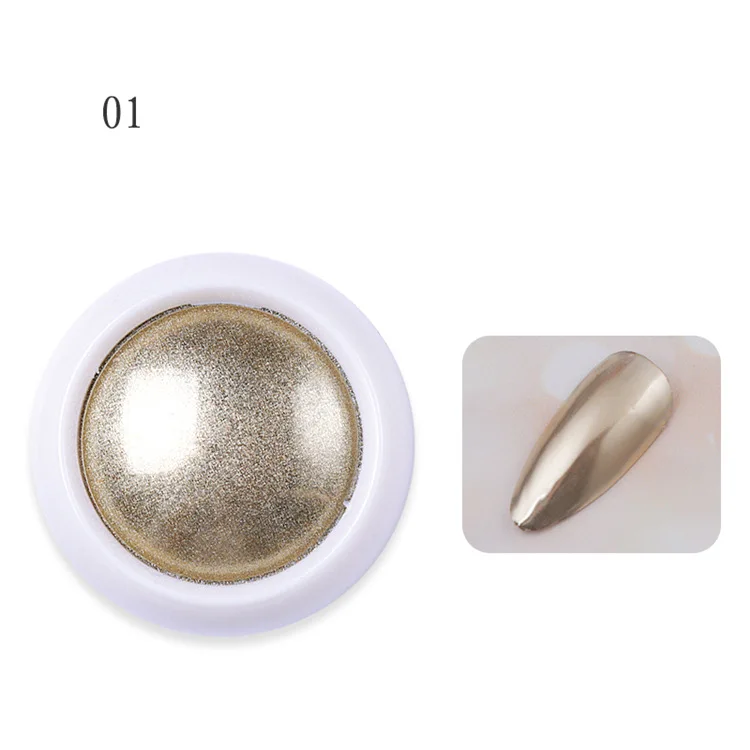 네일파츠 Metallic Effect Nail Mirror Glitter Powder Mirror Effect Shimmer Chrome DIY Reflective Gel Polish Manicure Decors