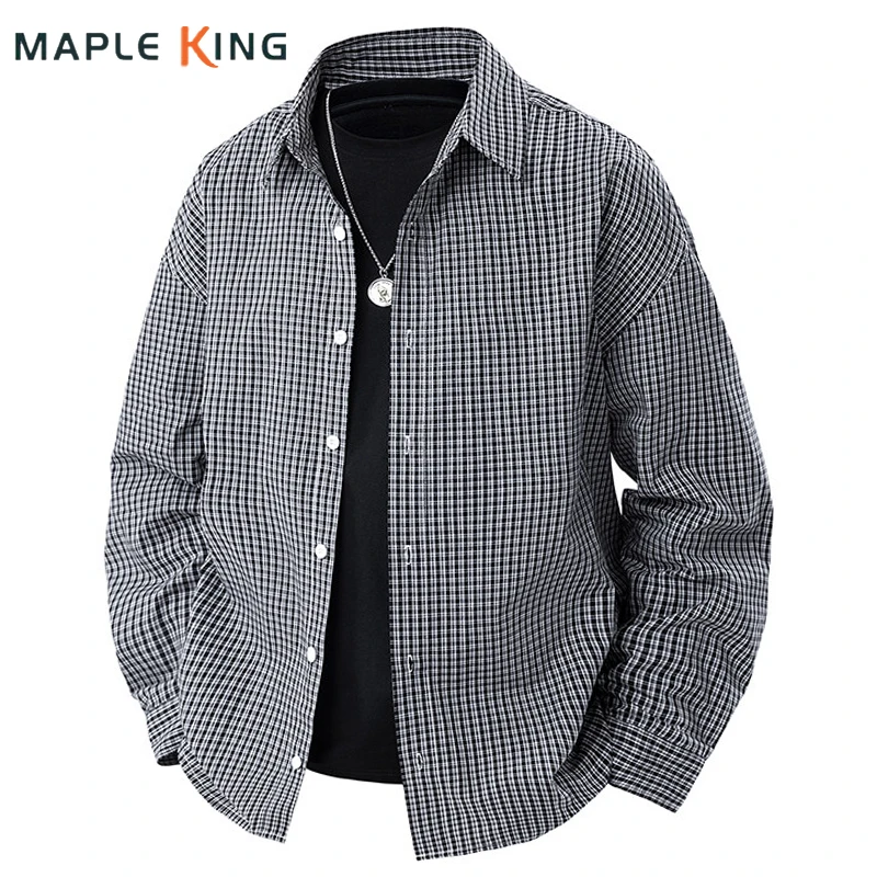 

Harajuku винтажные клетчатые рубашки для мужчин Camisas Streetwear 2025 классические мужские кардиганы с длинными рукавами Camiseta большого размера рабочая рубашка