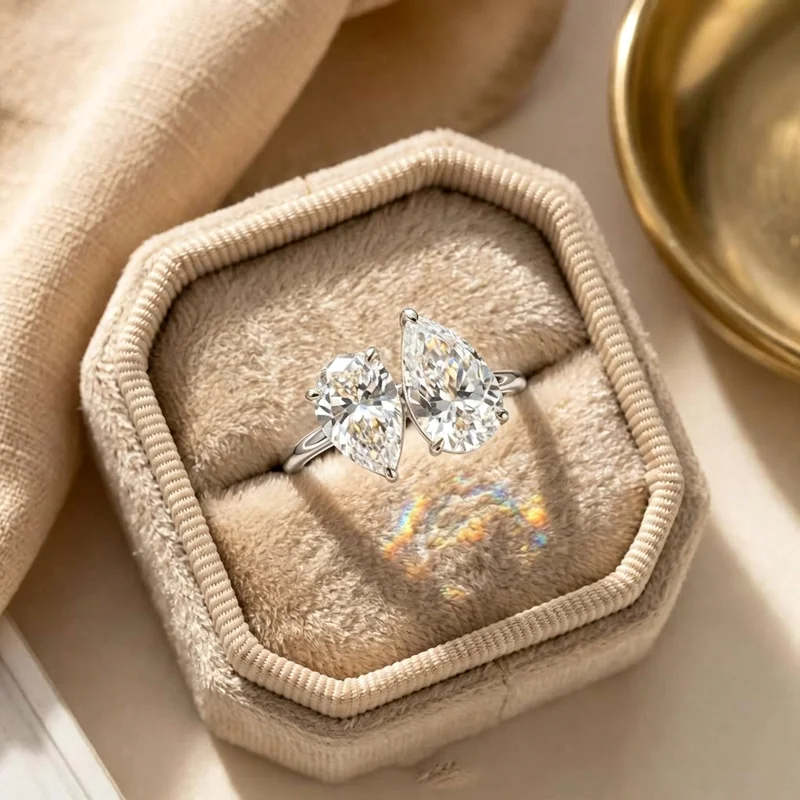 925 Sterling Silber schillernder klassischer Zirkon-Wassertropfen-Ring für Frauen, Verlobung, Hochzeit, luxuriöser, hochwertiger, edler Schmuck – Detail 7