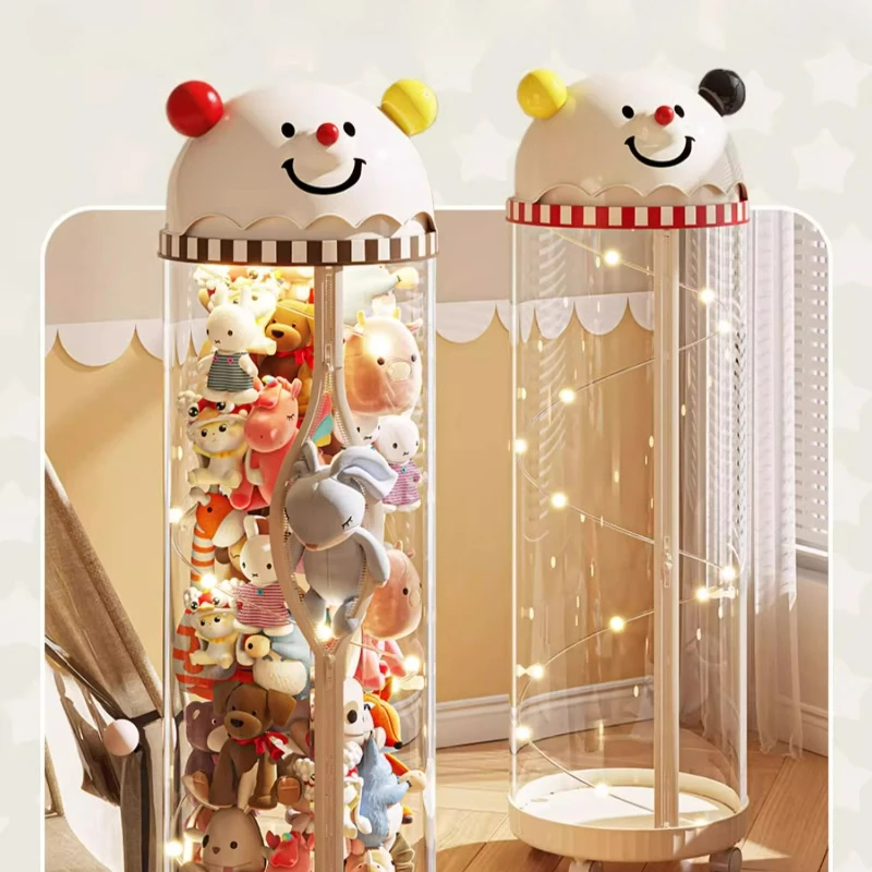 

Storage bucket zipper plush toy storage artifact doll transparent finishing storage cylinder large capacity