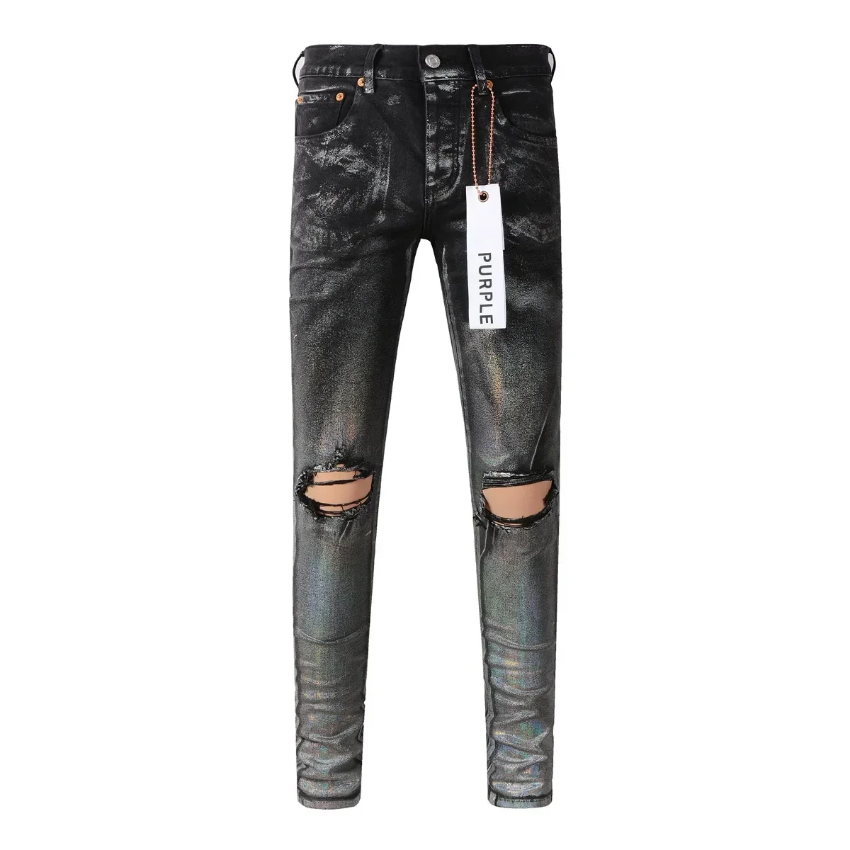 

Fashion high quality Purple Brand jeans with high street white paint distressed Repair Low Rise Skinny Denim US 28-40SIZE pants