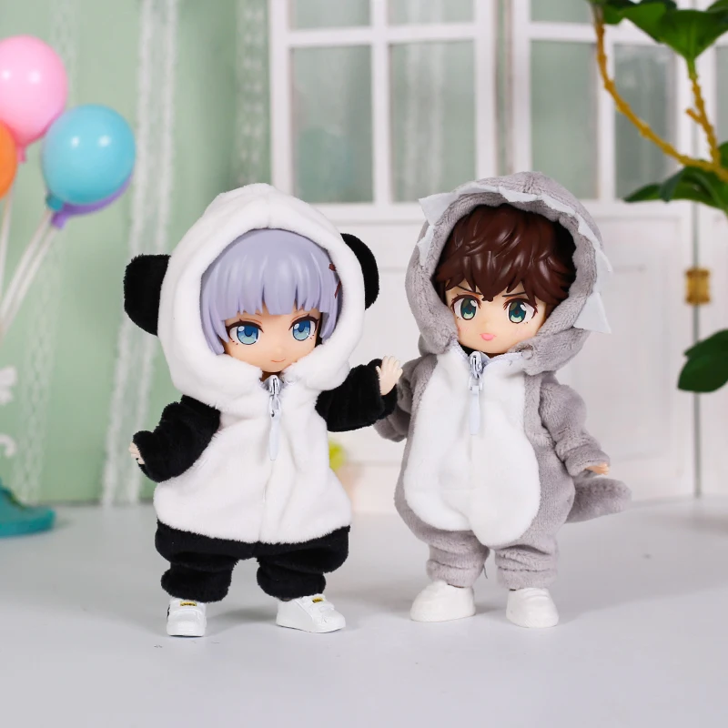 Ob11 Doll Clothes Cute Shark Panda Animal Jumpsuit Hooded Pajamas Household Clothes for Ob11,Obitsu11,GSC,1/12bjd Doll Clothes